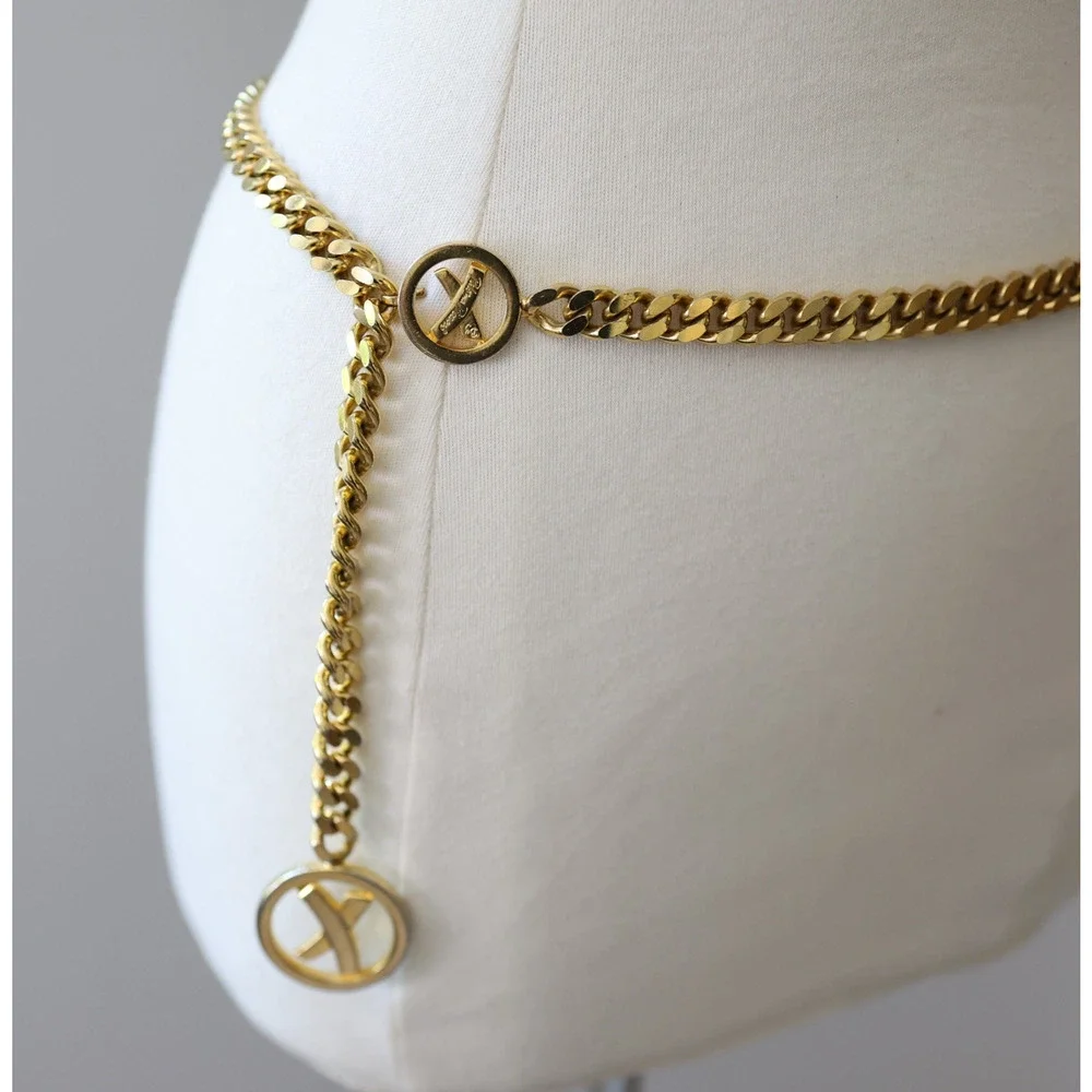 B0 Authentic VINTAGE PALOMA PICASSO Gold-plated Adjustable Heavy Curb Chain Belt
